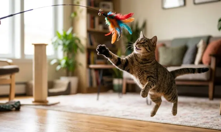 El Juego en Gatos: Por Qué la Caña es su Juguete Favorito y Cómo Despertar su Instinto