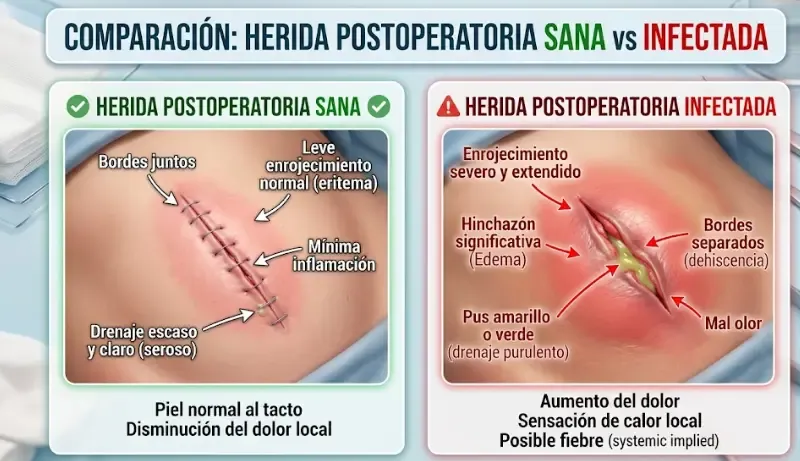 Comparativa herida sana vs herida infectada