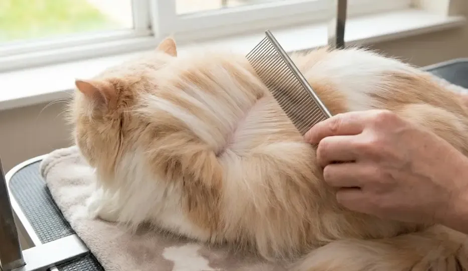 Gráfico o foto demostrando la técnica de cepillado abriendo el pelo en capas hasta ver la piel